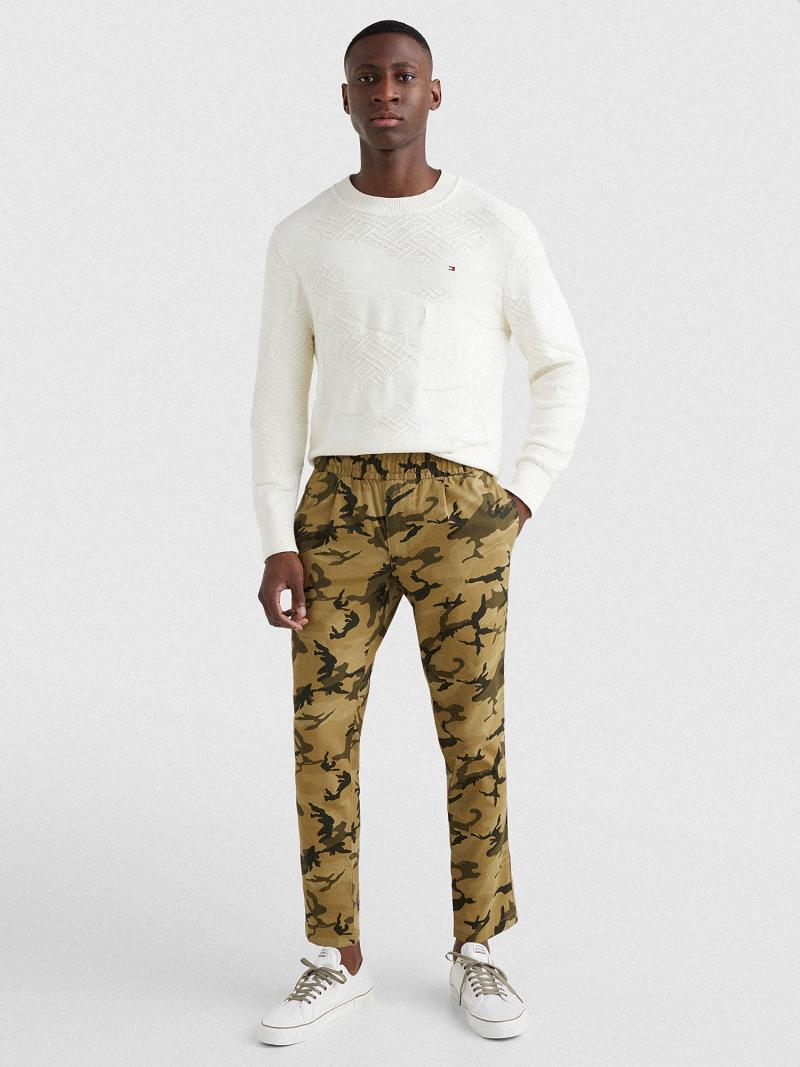 Férfi Tommy Hilfiger Tapered fit camo Nadrág Zöld | HU 1126TCE